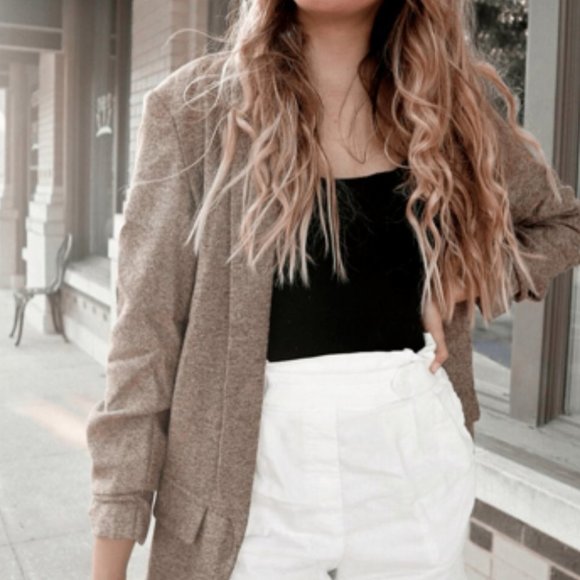 Business Chic Ruched Sleeve Dual Pocket Solid Blaz - Picture 6 of 12